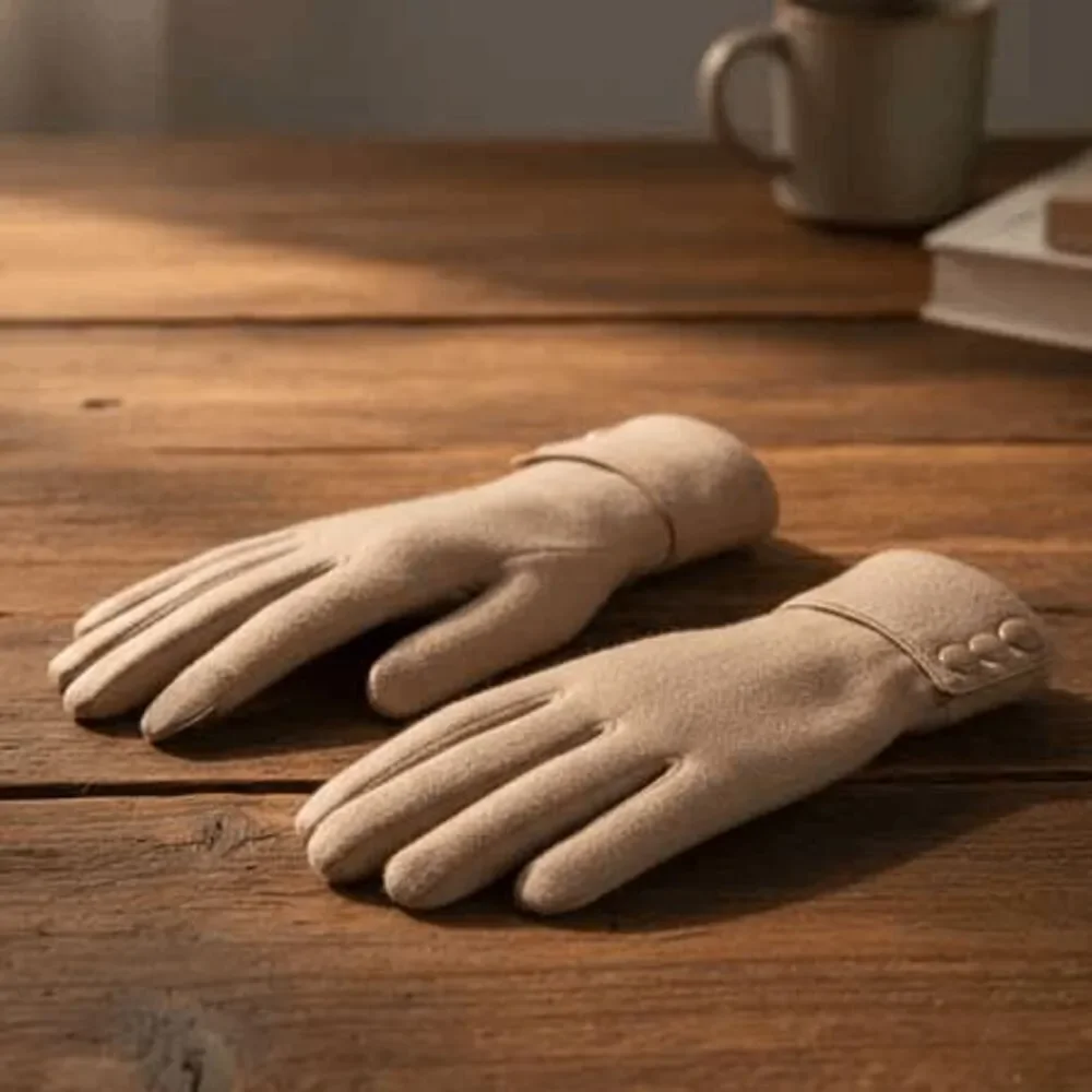 Ladies Taupe Touch Screen Fashionable Winter Gloves